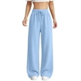 thumbnail image 1 of Girls Wide Leg Sweatpants Textured Cotton Joggers High Waist Loose Pockets Soft Casual Sport Pants Baggy Causal Open Bottom, 1 of 9