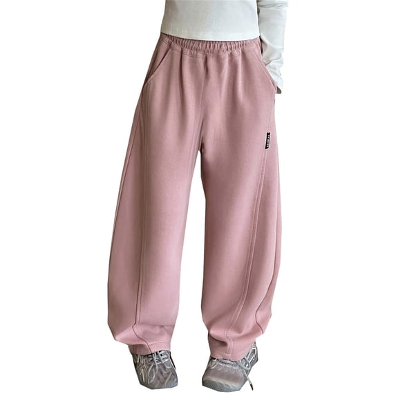 Girls Wide Leg Sweatpants Trendy Oversized Drawstring Sweat Pants Elastic Waist Baggy Trousers Soft Pant Athletic Clothes