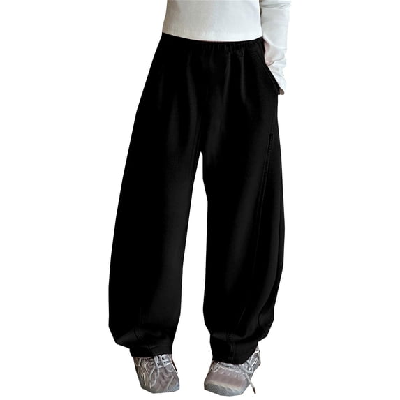 Girls Wide Leg Sweatpants Trendy Oversized Drawstring Sweat Pants Elastic Waist Baggy Trousers Soft Pant Athletic Clothes