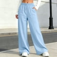 thumbnail image 1 of Girls Wide Leg Trousers Flowy Elastic Waist Summer Palazzo Trousers with Pockets for Loose Fit Light Blue 13-14Years, 1 of 6