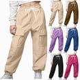 thumbnail image 1 of Girls Wide Straight Leg Loose Sweatpants Elastic Waist Drawstring Jogger Pants 6-12 Months 12-24 Months 2t 3t 4t 5t 6t 7t 8t 9t Children(Brown,9-10 Years), 1 of 6