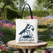 Girls Will Be Girls Mantis Tote Bag, Funny Feminist Bug Gift Shopper