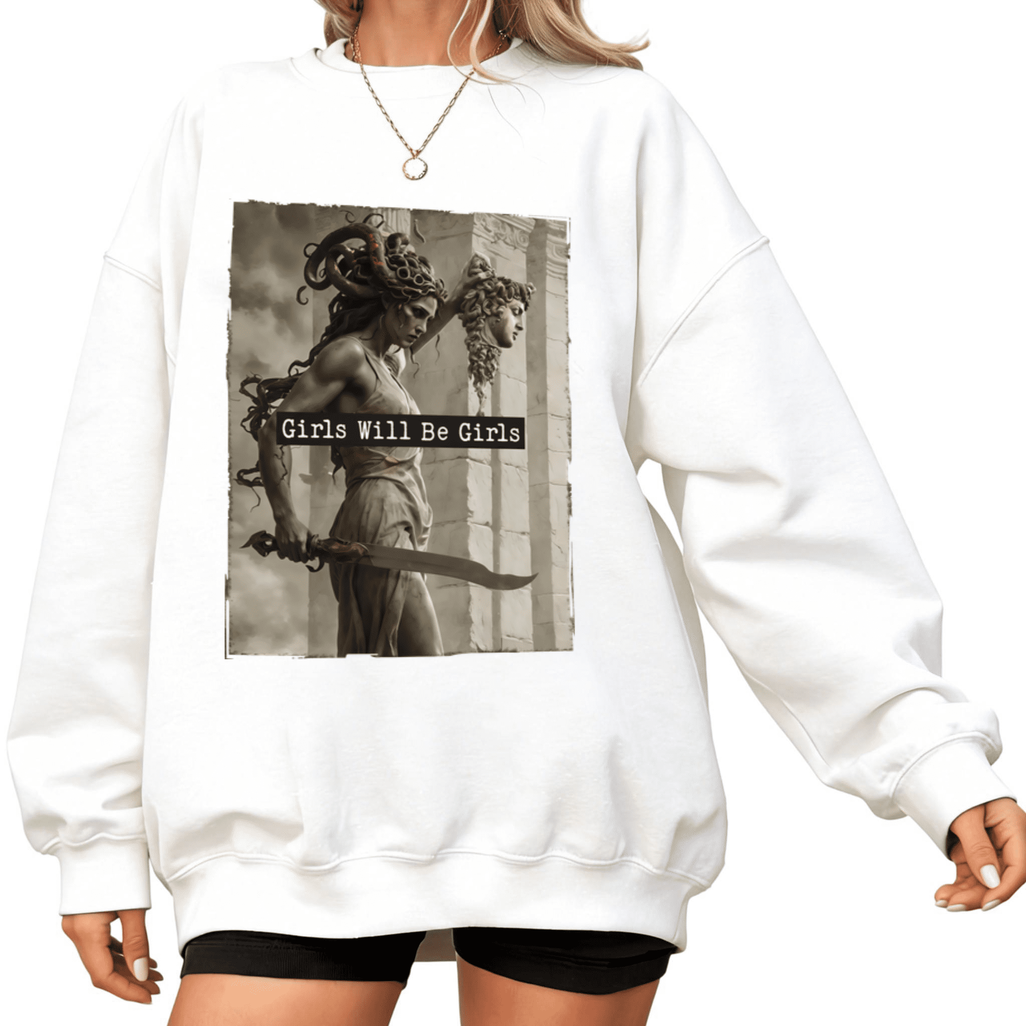 Girls Will Be Girls Medusa Art Graphic Tee T Shirt Feminist Greek ...