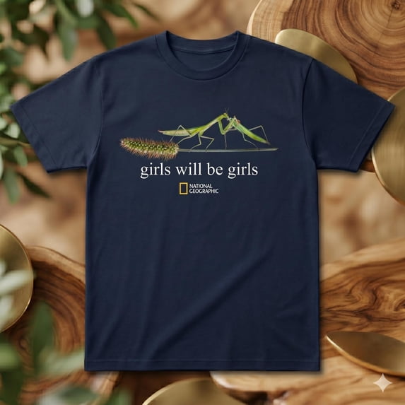 Girls Will Be Girls Praying Mantis Shirt, Funny Nature Graphic Tee, Vintage Aesthetic Insect Shirt