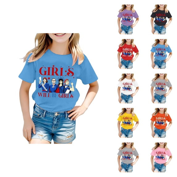 Girls Will Be Girls Printed Short Sleeved Round Neck T-Shirt Top (1Y-13Y)