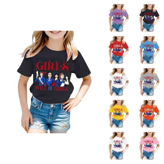 Girls Will Be Girls Printed Short Sleeved Round Neck T-Shirt Top (1Y-13Y)