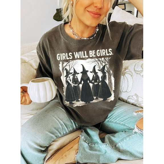 Girls Will Be Girls Witch Graphic T-shirt, Aesthetic Halloween Shirt