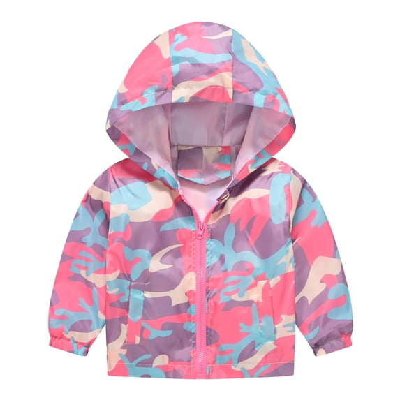 Girls Windbreaker Toddler Light Jacket Waterproof Rain Jacket Fall Cute Printed Rain Coats for Boys Sun Protection Jacket