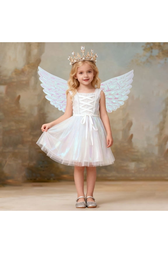 Girls Wings ‌Outfit‌ White Feathers Fairy ‌Outfit‌ for Girls Girls Fancy ‌Outfit‌ Dress up Clothes for Girls
