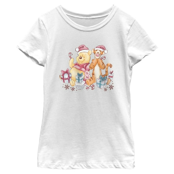 Girls Winnie the Pooh Classic Friends and Christmas Presents T Shirt