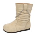 thumbnail image 1 of Girls Winter Boots Kids Snow Shoes Faux Suede Upper Fleece Lined Mid Calf Boot Pull-On Non Slip Outsole for Cold Outdoor Daily Wear, 1 of 9