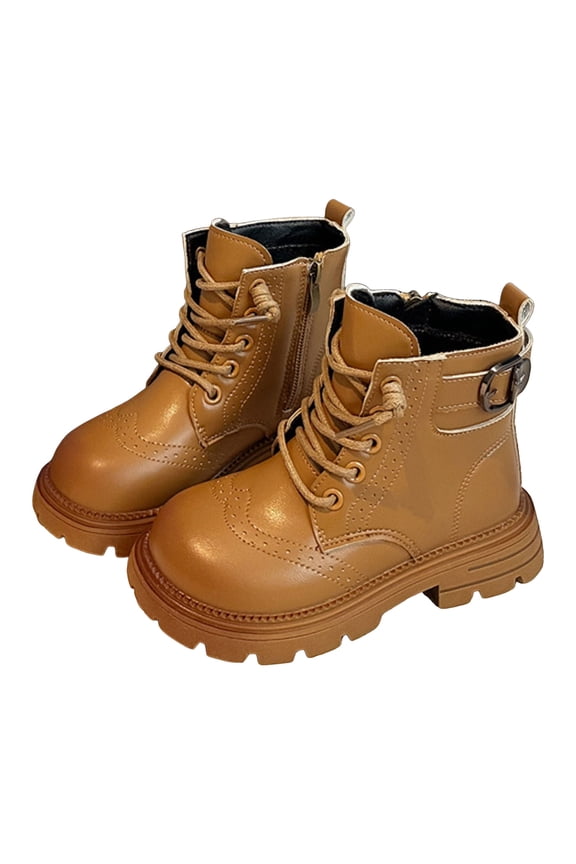 Girls Winter Boots Retro Wingtip Leather Dress Oxford Shoes Booties Trendy Buckle Lace up Zipper Platform Ankle Boots 9 Toddler Khaki