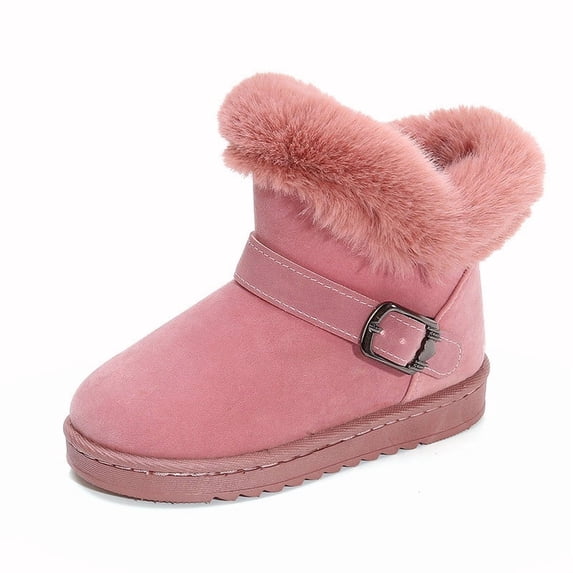 Girls Winter Boots Warm Toddler Snow Boots Cozy Fuzzy Kids Ankle Boots Boys Outdoor Fashion Booties Shoes for Little Big Kid