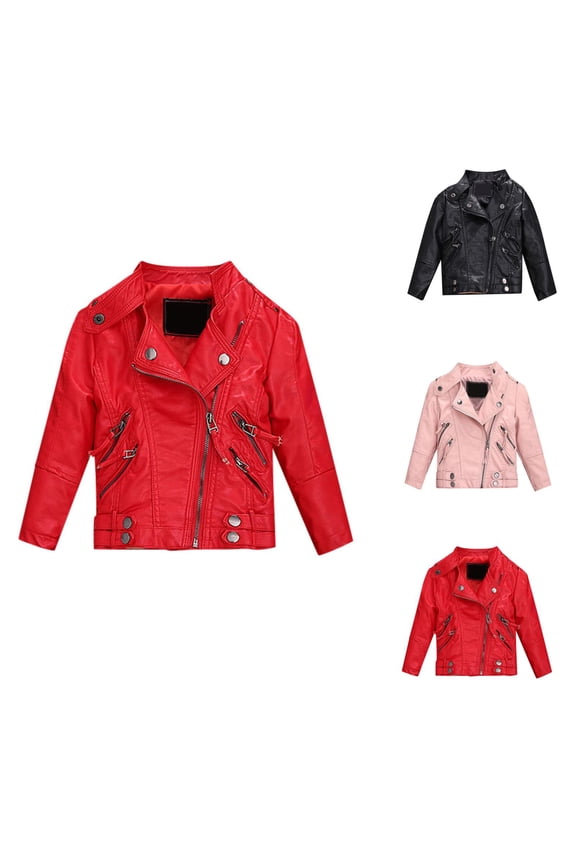 Girls Winter Clothes Girl Jacket Kids Girl Spring Pu Leather Jacket Motorcycle Coat For Boy Leather Jacket
