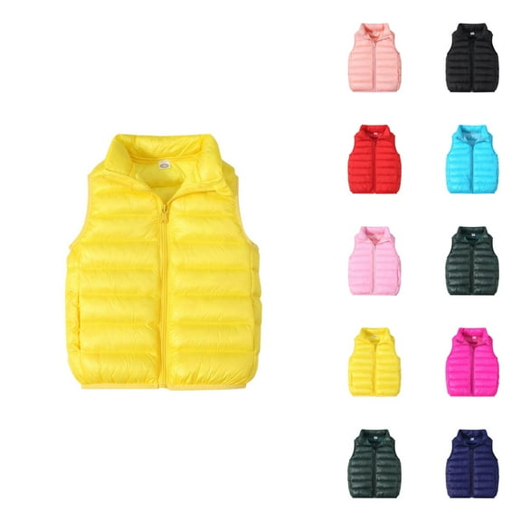 Girls Winter Clothes Girls Coat Unisex Baby Vest Stand Up Collar Zip Up Sleeveless Jacket For Winter Fall