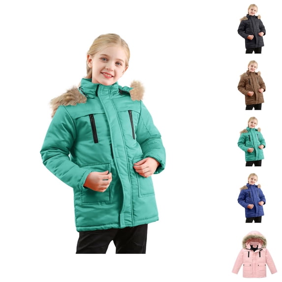 Girls Winter Clothes Girls Coats Kids Toddler Baby Girls Cartoon Print Long Sleeve Coat Tops Clothes