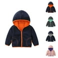 thumbnail image 1 of Girls Winter Clothes Girls Jackets Toddler Boys Girls Windproof Hooded Coat Patchwork Jacket Kids Warm Outerwear, 1 of 6