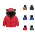 thumbnail image 1 of Girls Winter Clothes Girls Jackets Toddler Boys Girls Winter Coat Bear Ears Hooded Jacket Reversible Wear Thicken Windproof Zipper Warm Outwear, 1 of 4