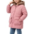 thumbnail image 1 of Girls Winter Coat Bear Ear Hooded Jacket Fleece Lined Mid Length Zip Quilted Warm for Winter Daily Outerwear for Girls with Pockets, 1 of 9