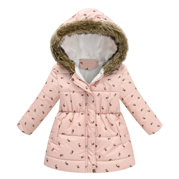 Girls Winter Coat Girls Puffer Coat with Pocket Zipper Winter Hoodies Coat Warm and Windproof Winter Thicken Coat for Girls 2-3 Years