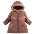 thumbnail image 1 of Girls Winter Coat Long Sleeve Furry Hooded Warm Stylish Pearls Down Jackets Toddler Jacket RD1 6 Months-12 Months, 1 of 4