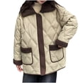 thumbnail image 1 of Girls Winter Coat Puffer Jacket Kids Windproof Warm Solid Quilted Padded Down Jackets with Pockets Khaki 13-14 Years, 1 of 7