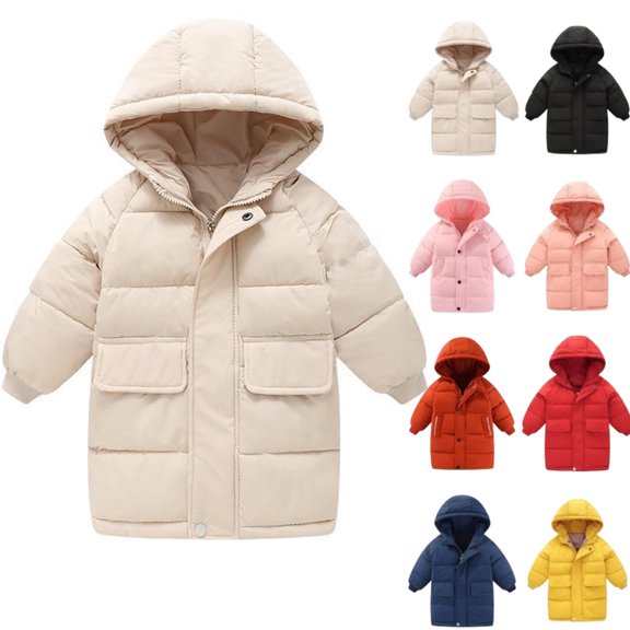 Girls Winter Coat Puffer Jacket Warm Winter Coats Outerwear for School And Outdoor Activities,Beige 100