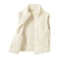 thumbnail image 1 of Girls Winter Coat Stand Up Collar Sleeveless Zipper Solid Warm Fleece Short Vest Toddler Jacket White 10 Years-11 Years, 1 of 7