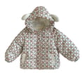 thumbnail image 1 of Girls Winter Coat Thick Fleece Liner Outerwear Cute Graphic Printed Padded Jacket with Bear Hood Toddler Kids down Jacket, 1 of 5