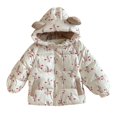 thumbnail image 1 of Girls Winter Coat Thick Fleece Liner Outerwear Cute Graphic Printed Padded Jacket with Bear Hood Toddler Kids down Jacket, 1 of 5