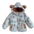 thumbnail image 1 of Girls Winter Coat Thick Fleece Liner Outerwear Cute Graphic Printed Padded Jacket with Bear Hood Toddler Kids down Jacket, 1 of 5