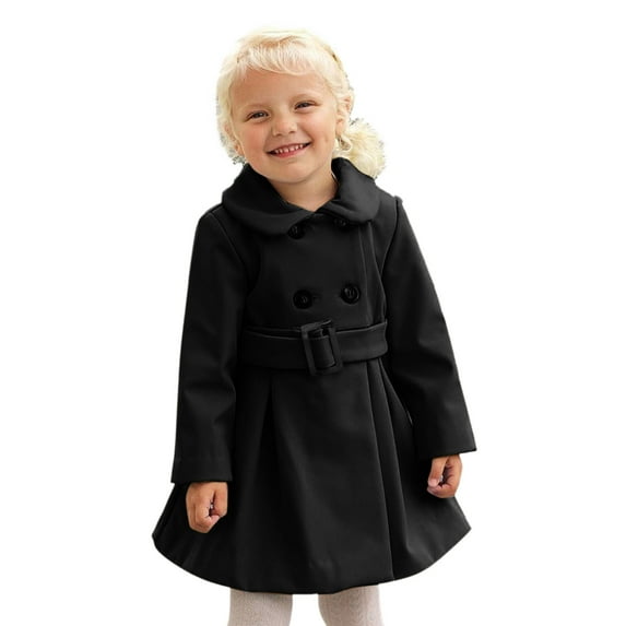 Girls Winter Coat Toddler Girls Winter Windproof Coat Jacket Kids Warm Fleece Outerwear (Black, 2-3 Years)