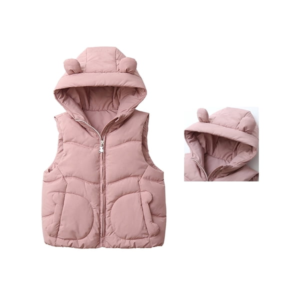 Girls Winter Coat Vest With Hood Stylish Casual Outerwear for Toddlers and Children 1 to 4 Years Old Warm Quilted Jacket