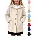 thumbnail image 1 of Girls Winter Coat Zaewscy Children's Winter Solid Color Woollen Overcoat Long Sleeve Hooded Casual Outwear Pockets Jackets Kids Beige 4-5 Years, 1 of 9