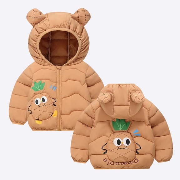 Girls Winter Coats Boys Puffer Jacket Cartoon Print Zip up Long Sleeve Lightweight Windproof Down Jacket Hooded Jackets Girls Winter Coats Size 5-6 Years