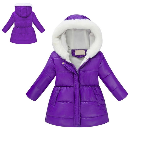 Girls Winter Coats with Hooded Puffer Jacket Girls Purple Jacket Zip up Long Sleeve Waterproof Kids Lightweight Jacket Girls Winter Coat Size 9-10 Years