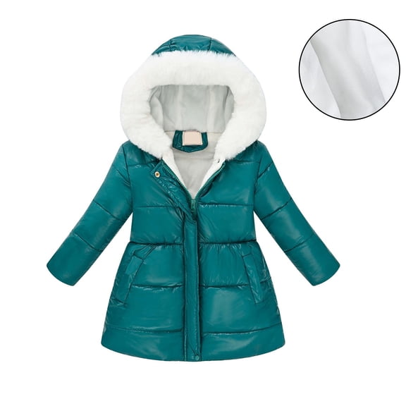 Girls Winter Coats Hooded Puffer Jacket Green Puffer Jacket Zip up Long Sleeve Lightweight Waterproof Jacket Kids Fall Jackets for Girls 9-10 Years