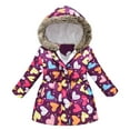 thumbnail image 1 of Kids Winter Coats with Hooded Puffer Jacket Cute Print Puffer Jacket Zip up Long Sleeve Thicken Waterproof Jacket Kids 5-6 Years Winter Coat Girl, 1 of 3