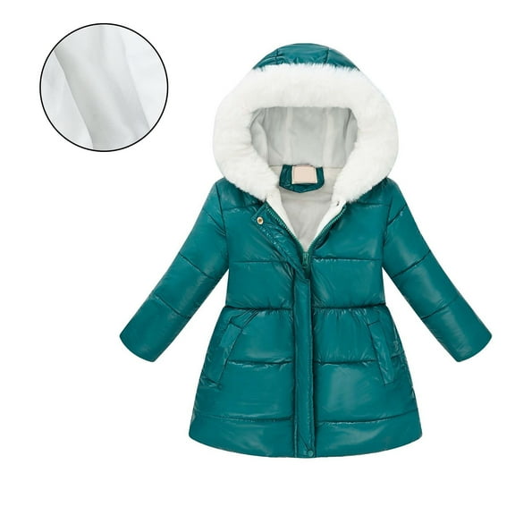 Girls Winter Coats Hooded Puffer Jacket Kids Green Puffer Coat Zip up Long Sleeve Lightweight Waterproof Jacket Kids Girls Jackets Size 4-5 Years
