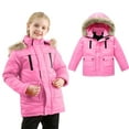 thumbnail image 1 of Girls Winter Coats Hooded Puffer Jacket Kids Pink Jacket for Girls Zipper Long Sleeve Thicken Waterproof Jacket Kids Girls Winter Coats Size 9-10 Years, 1 of 9