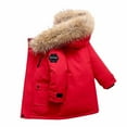 thumbnail image 1 of Girls Winter Coats Hooded Puffer Jacket Kids Red Jacket Boys Zip up Long Sleeve Waterproof Kids Thicken Jacket Fall Jacket for Girls 9-10 Years, 1 of 4