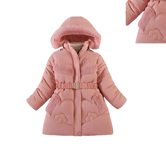 Girls Winter Coats with Hooded Puffer Jacket Kids Red Puffer Jacket Zipper Long Sleeve Lightweight Waterproof Jacket Kids Little Girl Jackets 8-9 Years