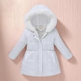 thumbnail image 1 of Girls Winter Coats Hooded Puffer Jacket Kids White Jacket Zipper Long Sleeve Waterproof Girls Thicken Jacket Girls' Outerwear Jackets 9-10 Years, 1 of 3