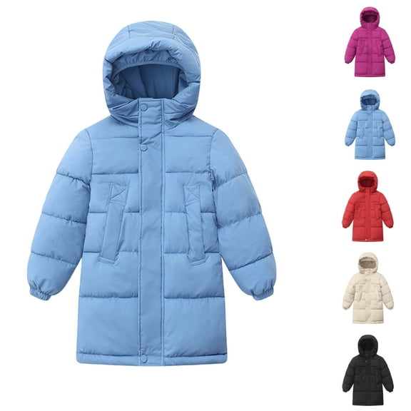 Girls Winter Coats Hooded Puffer Jackets Long Length Down-like Coats Snow Outwear Black 110