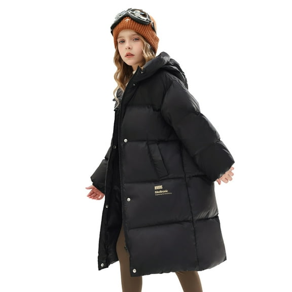 Girls Winter Coats Hooded Puffer Jackets Medium Length Down-Like Cotton Coats Snow Outwear Teen Coats Kids Winter Coat Girl Winter Jacket 5-14y