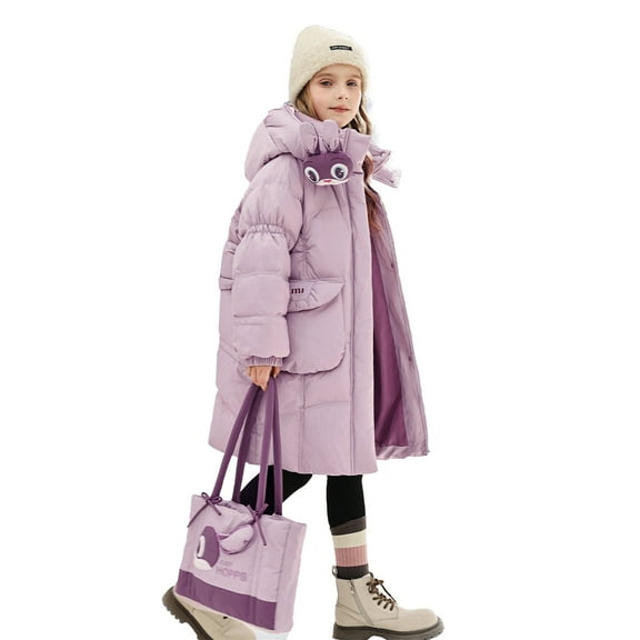 Girls Winter Coats Hooded Puffer Jackets Medium Length Down-Like Cotton Coats Snow Outwear Teen Coats Kids Coats Girls Winter Jackets Kids 5-14y