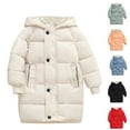 thumbnail image 1 of Girls Winter Coats Size 10-12 Yourumao Kids Thicken Hooded Puffer Jacket Warm Winter Coat Windproof Outwear for Boys Girls Casual Padded Soft Fleece Jacket 3-9T Green,7 Years, 1 of 7