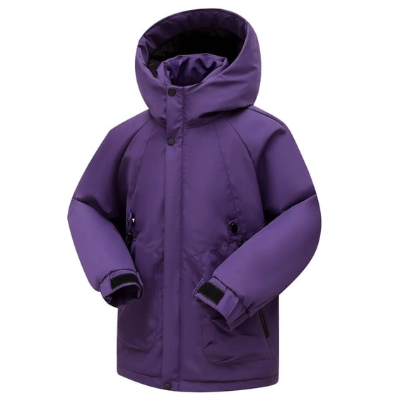 Girls Winter Coats Solid Color Hooded Zipper Thickened Mid Length Pocket Adults' Casual Tween Girls Jacket
