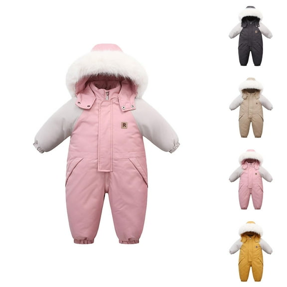 Girls Winter Coats Winter Clothes for Girls Girls Down Winter Thicken Hooded Coat Jacket Snowsuit Toddler Windproof Warm Jumpsuit Outwear Wear