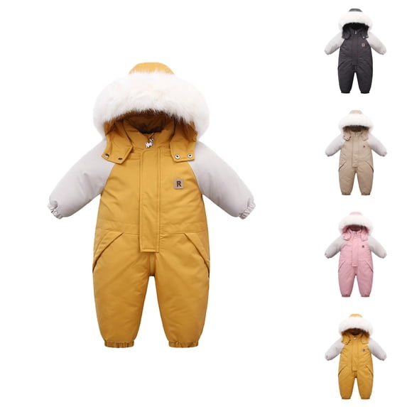 Girls Winter Coats Winter Clothes for Girls Girls Down Winter Thicken Hooded Coat Jacket Snowsuit Toddler Windproof Warm Jumpsuit Outwear Wear